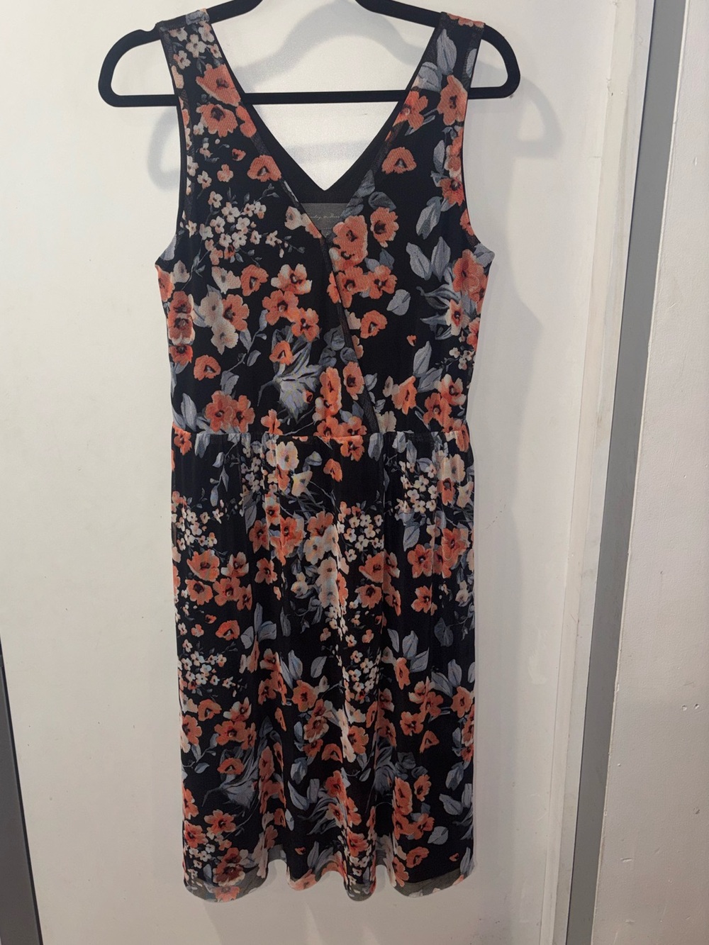 Anthropologie Sunday in Brooklyn Floral Mesh Faux-Wrap Midi Dress Size L